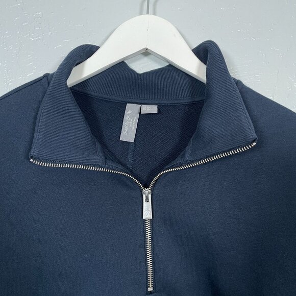 Sweaty Betty Women 12 Navy Blue Revive Lounge Half Zip Pullover Crop Sweatshirt - Picture 5 of 11